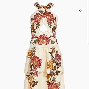 Farm Rio Linen-Blend Cut-Out Midi-Dress